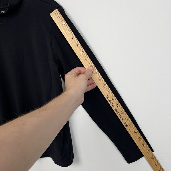 LL Bean Size Large Petite Supima Cotton Long Sleeve Mock Turtle Neck Shirt Black - Picture 6 of 8